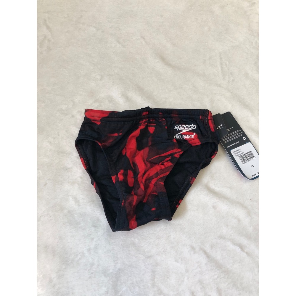 NEW Speedo Reflected Brief Boys 22 Red Black Endurance+ Training 7052268